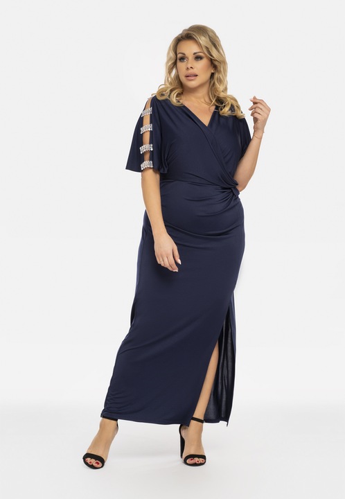 Rochie de seara DAYANA cu o legatura albastru marin, Bleumarin