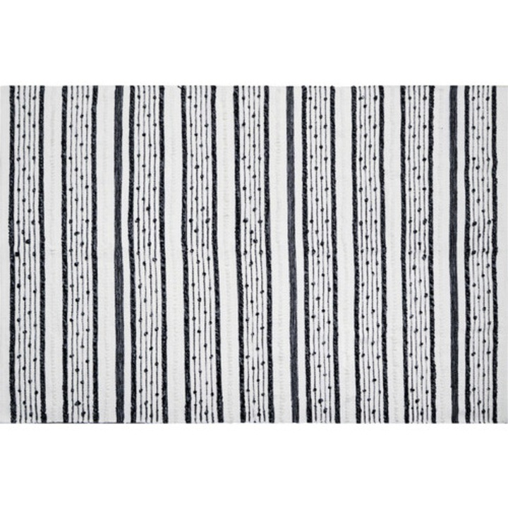 Covor Bumbac Lines&dots Alb/Negru 140x200 Cm