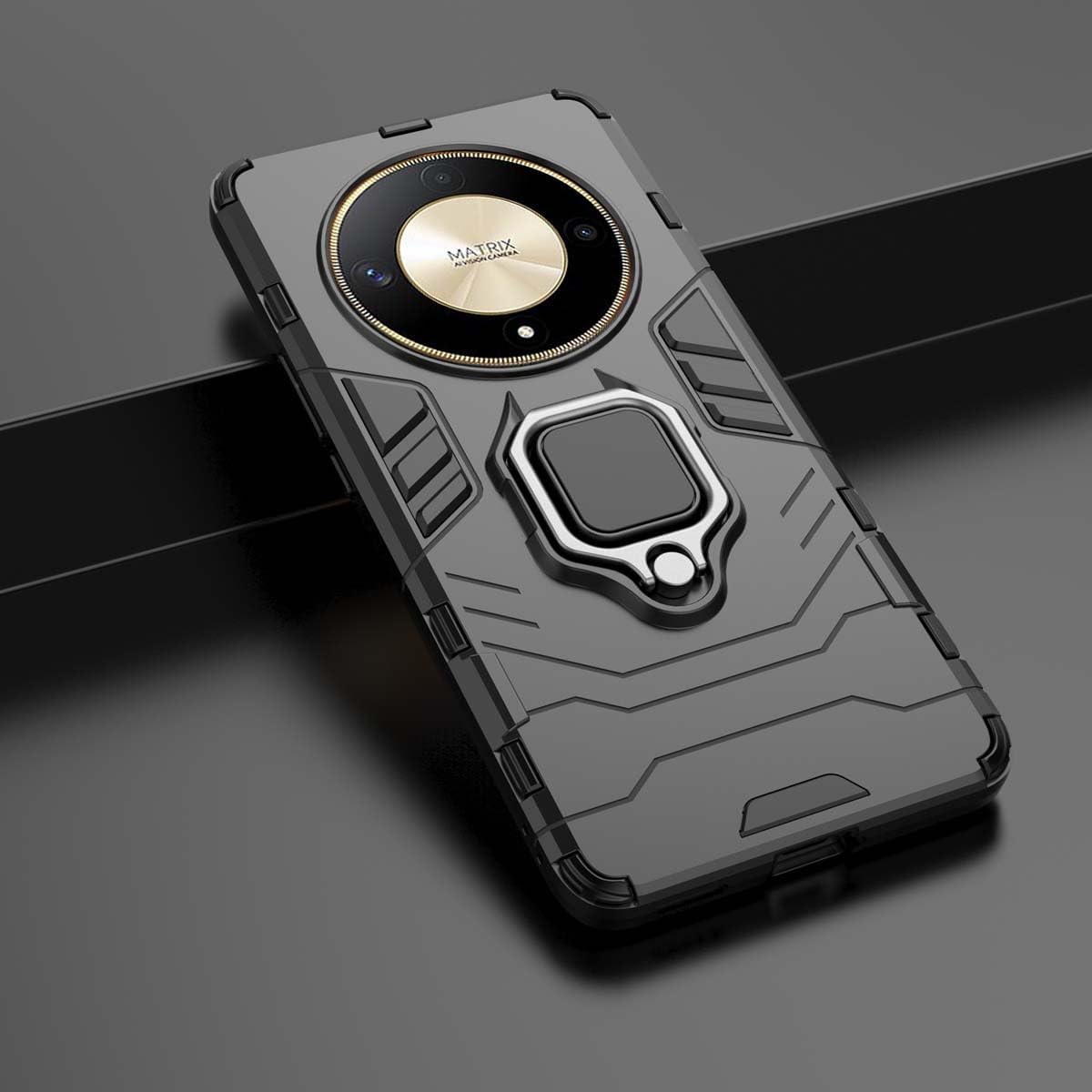 Husa pentru Honor Magic 6 Lite cu inel Armor Rugged Cover Aiyando, negru