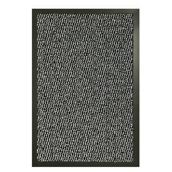 Csúszásgátló bejárati ajtószőnyeg, ®optimdeko, polipropilén, 90 x 150 cm, világosszürke és fekete