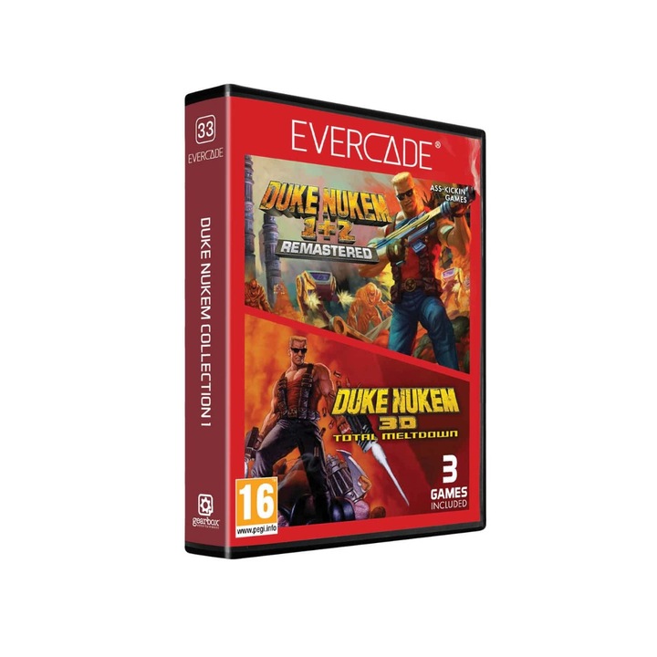 Evercade #33, Duke Nukem Collection 1, 3in1, Retro, Multi Game Cartridge, Játékszoftver