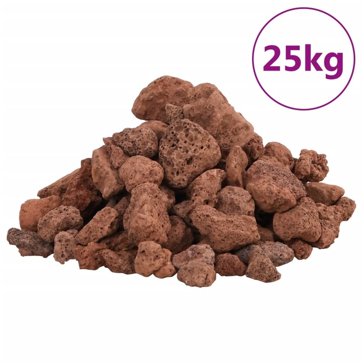 Roci vulcanice vidaXL, 25 kg, rosu, 1-2 cm