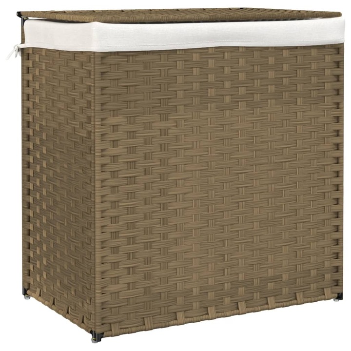Cos de rufe cu 2 sectiuni vidaXL, 53x35x57 cm, poliratan, 3.34 Kg