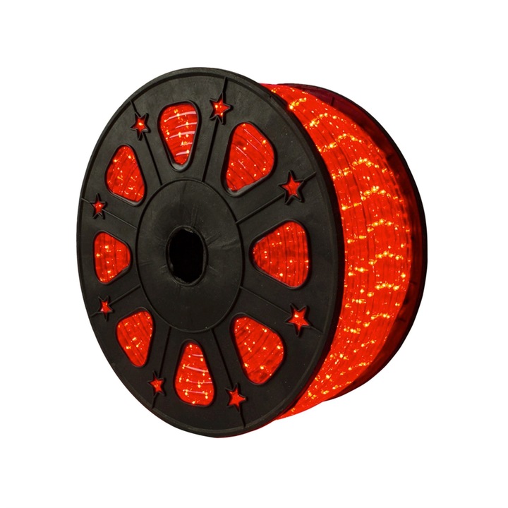 Instalatie rola led 100 m, furtun luminos + alimentator, rosu