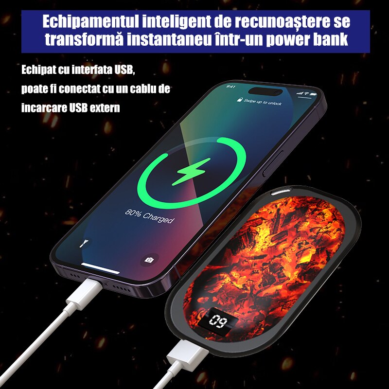 Акумулаторен нагревател за ръце, 5000 mAh, черен - eMAG.bg