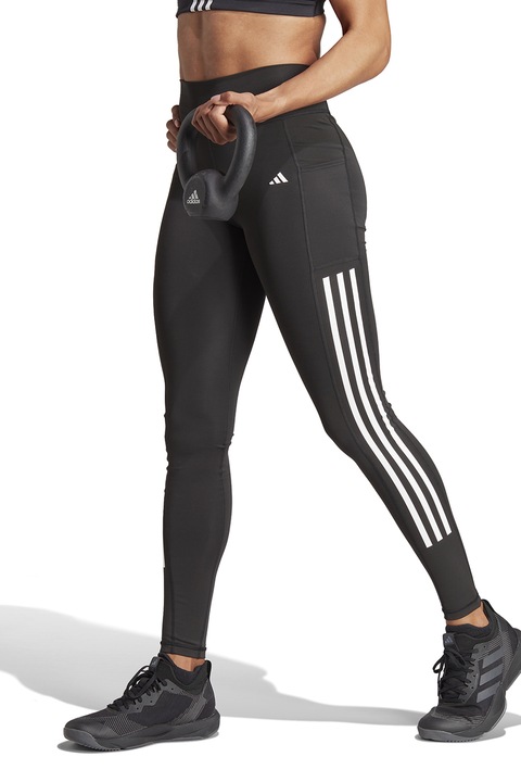 adidas Performance, Фитнес клин с джоб встрани, Бял/Черен