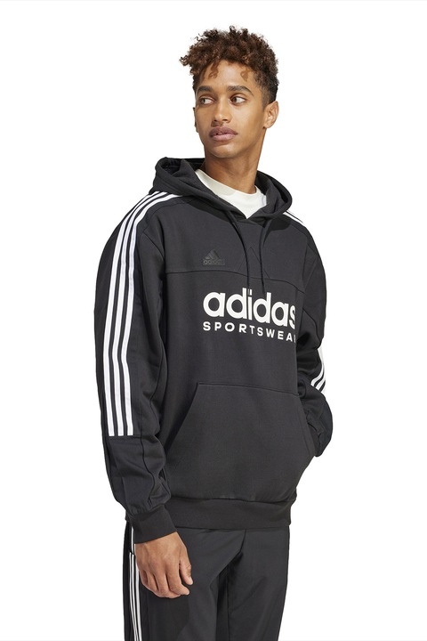 adidas Sportswear, Hanorac cu imprimeu logo, Negru