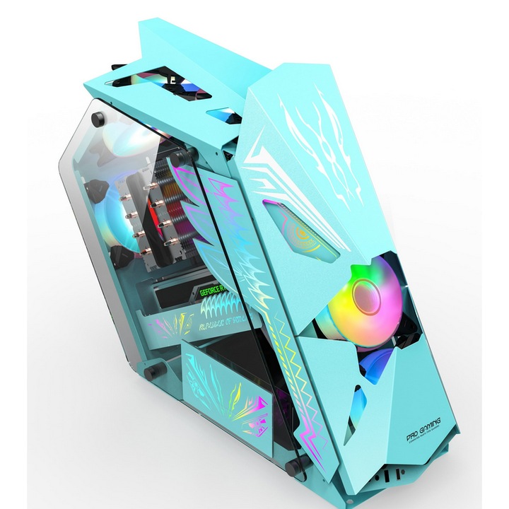 Carcasa PRO GAMING HERCULE BLUE, 4x FAN ARGB, Controller ARGB, ATX