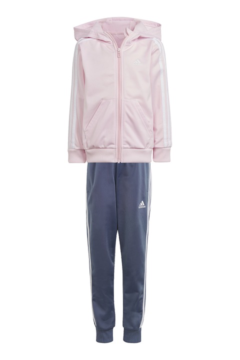 adidas Sportswear, Trening cu gluga Essentials 3-Stripes, Gri carbune/Roz pal