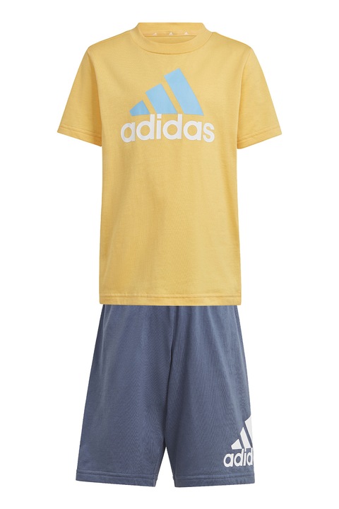 adidas Sportswear, Set de tricou si pantaloni scurti cu logo - 2 piese, Galben/Albastru prafuit