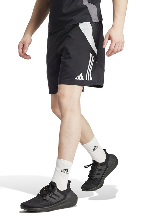 adidas Performance, Pantaloni scurti cu talie elastica pentru fotbal, Alb/Negru