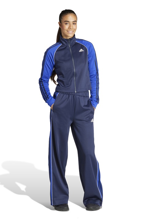 adidas Sportswear, Trening cu fermoar si imprimeu logo, Albastru