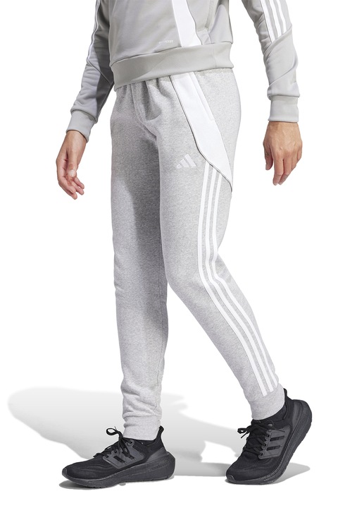 adidas Performance, Futballnadrág cipzáros zsebekkel, Fehér/Melange világosszürke