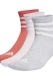 adidas Performance, Set de sosete scurte unisex in dungi - 3 perechi, Alb/Gri deschis/Roz