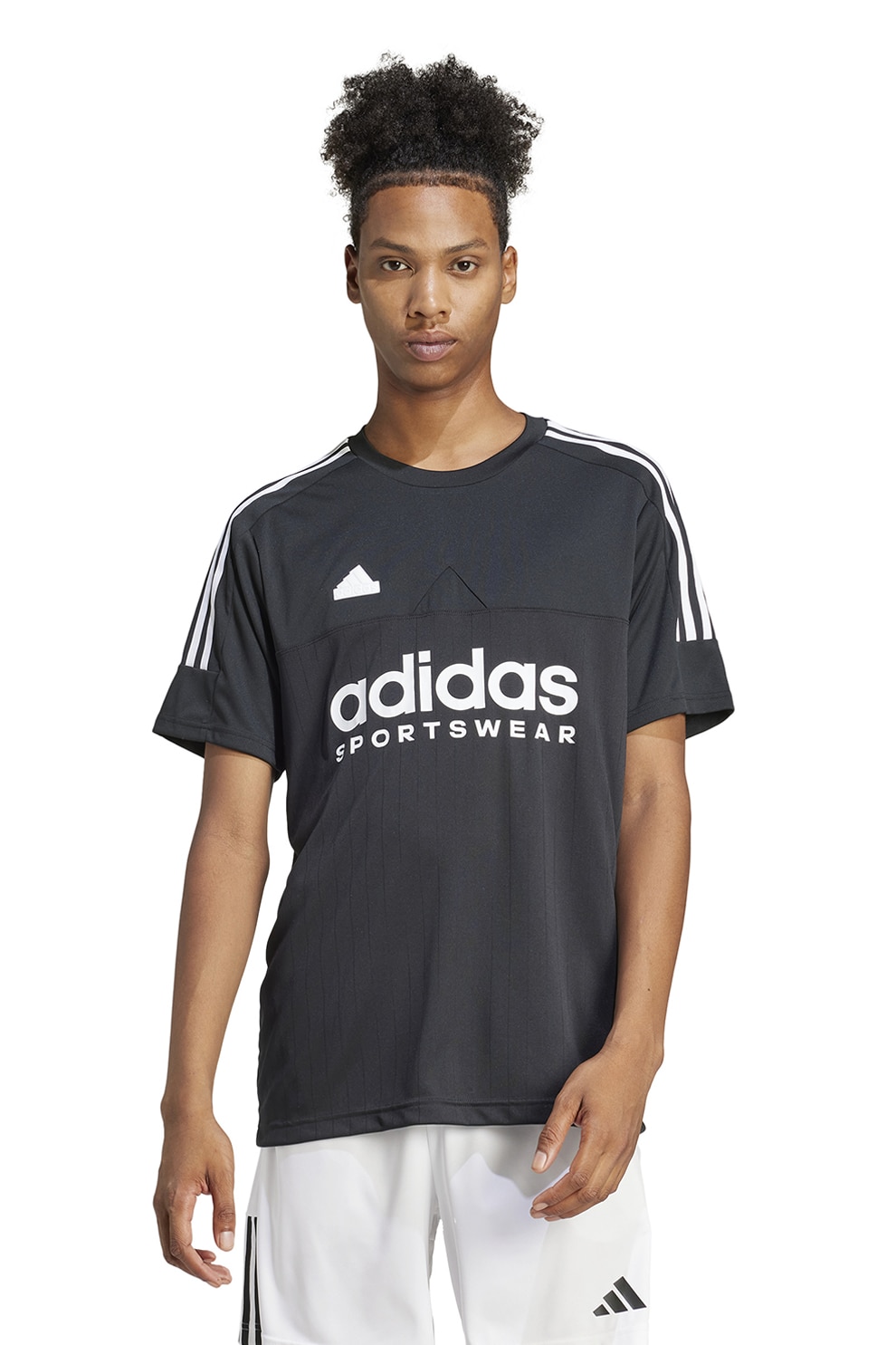 adidas Sportswear, Tricou cu decolteu la baza gatului si logo Tiro, Alb, Gri antracit, M