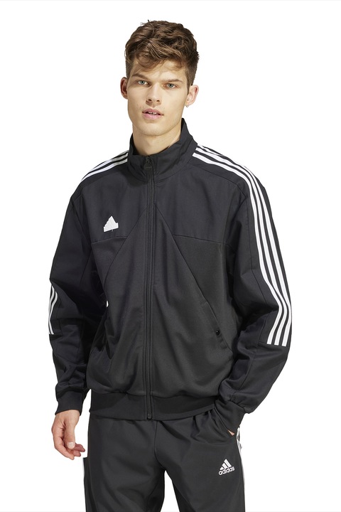 adidas Sportswear, Jacheta de trening cu fermoar Tiro, Negru