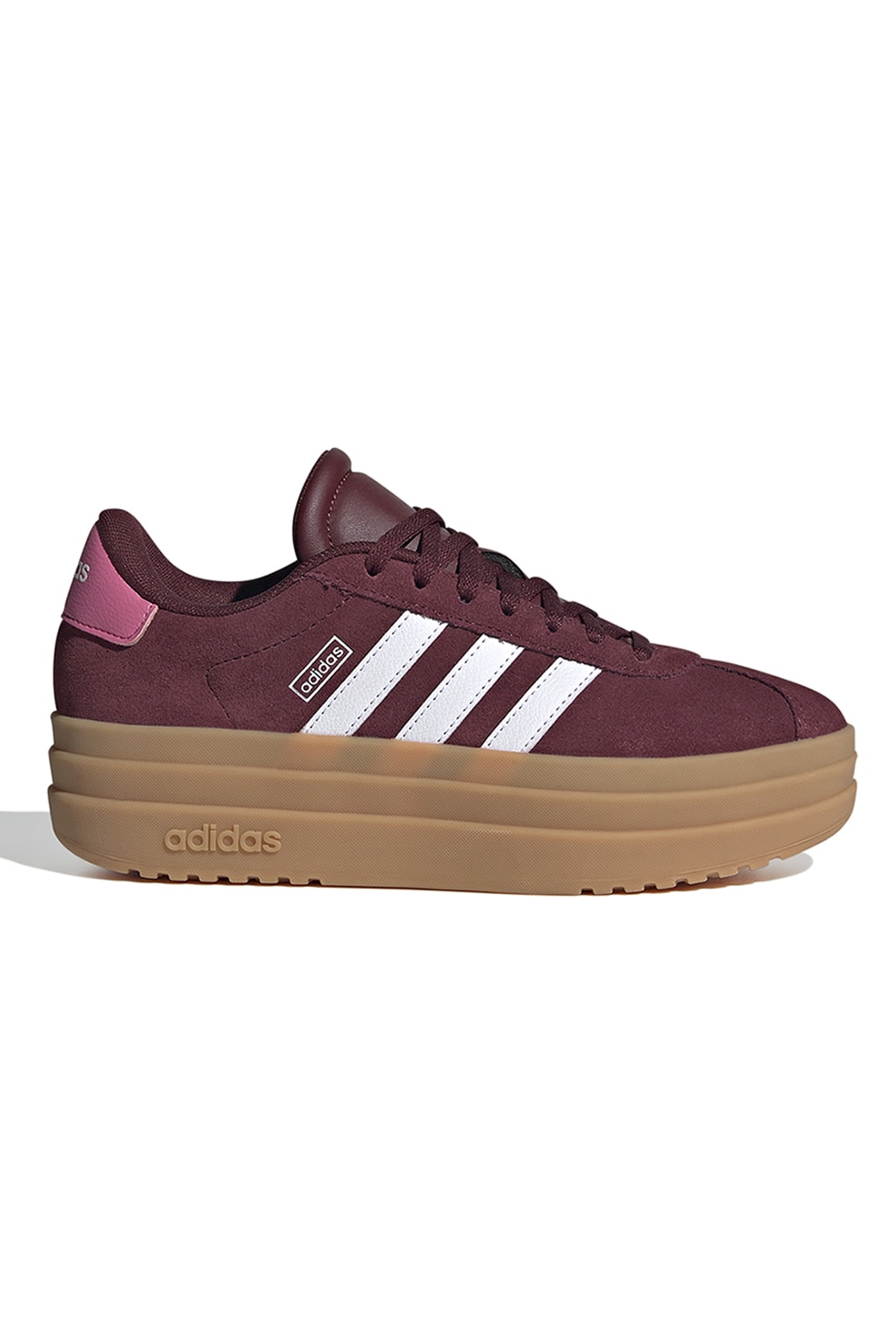 adidas Sportswear, Pantofi sport Court Bold din piele intoarsa cu talpa flatform, Visiniu, 35.5 EU
