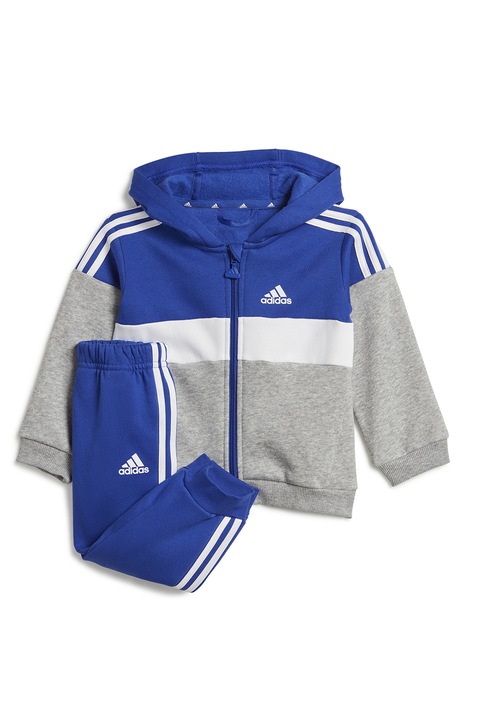adidas Sportswear, Colorblock dizájnú kapucnis szabadidőruha, Fehér/Királykék/Melange szürke