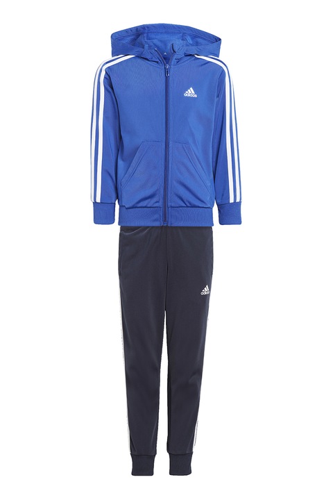 adidas Sportswear, Trening cu gluga Essentials 3-Stripes, Alb/Albastru royal