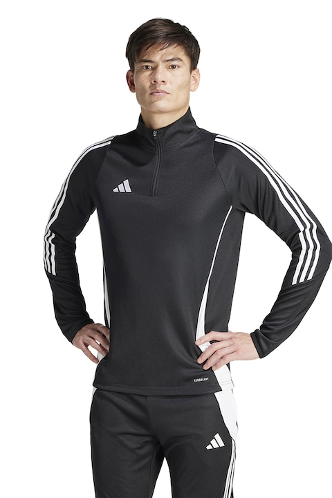 adidas Performance, Футболна блуза Trio24 с къс цип, Избеляло черно