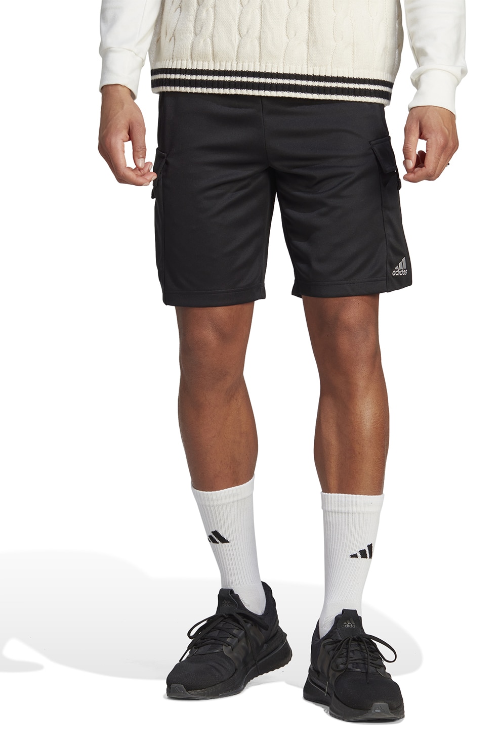 adidas Sportswear, Pantaloni scurti cu talie elastica si buzunare laterale, Negru, M