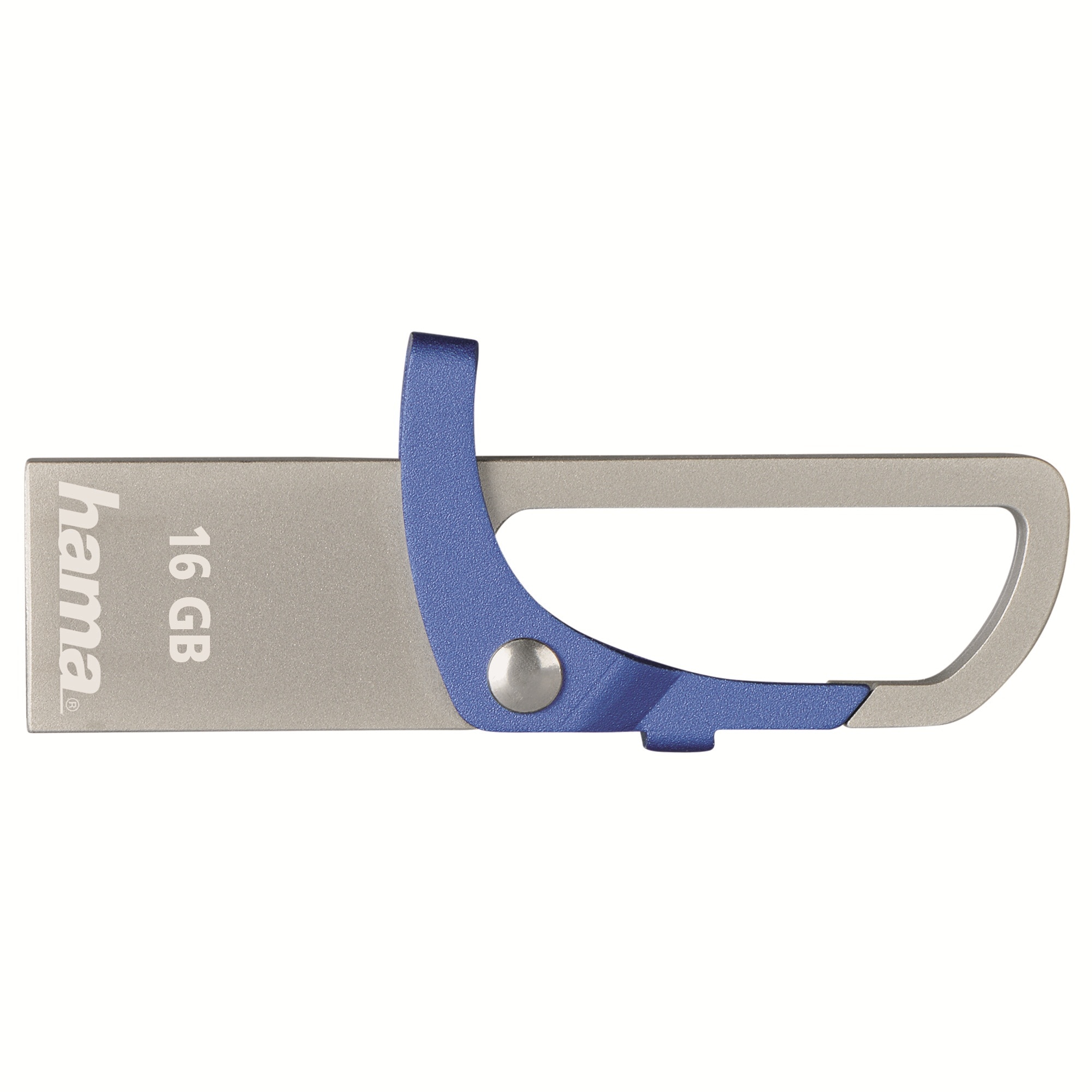 Memorie USB Hama Hook-Style, 16GB, USB 2.0, Metalic, Albastru
