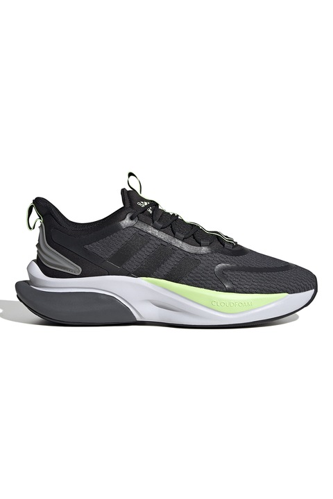 adidas Sportswear, Pantofi sport cu insertii de plasa AlphaBounce+, Negru/Verde lime/Gri antracit