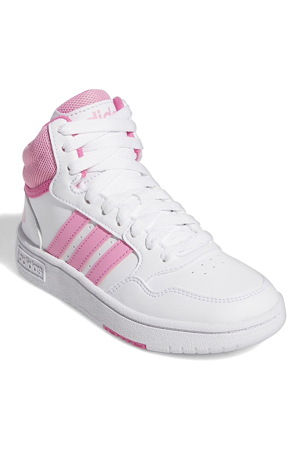 adidas Sportswear Pantofi sport mid high de piele ecologica si material textil Hoops Alb Roz 34 EU