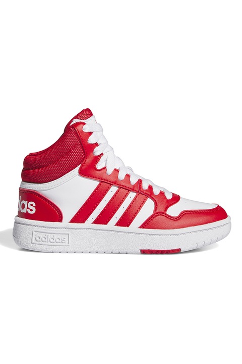 adidas Sportswear, Pantofi sport mid-high din piele ecologica Hoops, Rosu/Alb/Bleumarin