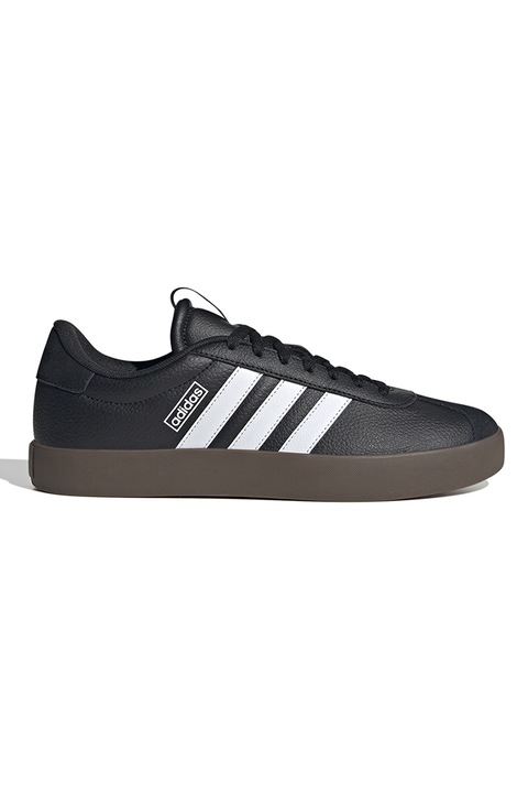 adidas Sportswear, Pantofi sport de piele intoarsa si piele ecologica VL Court 3.0, Alb optic/Negru