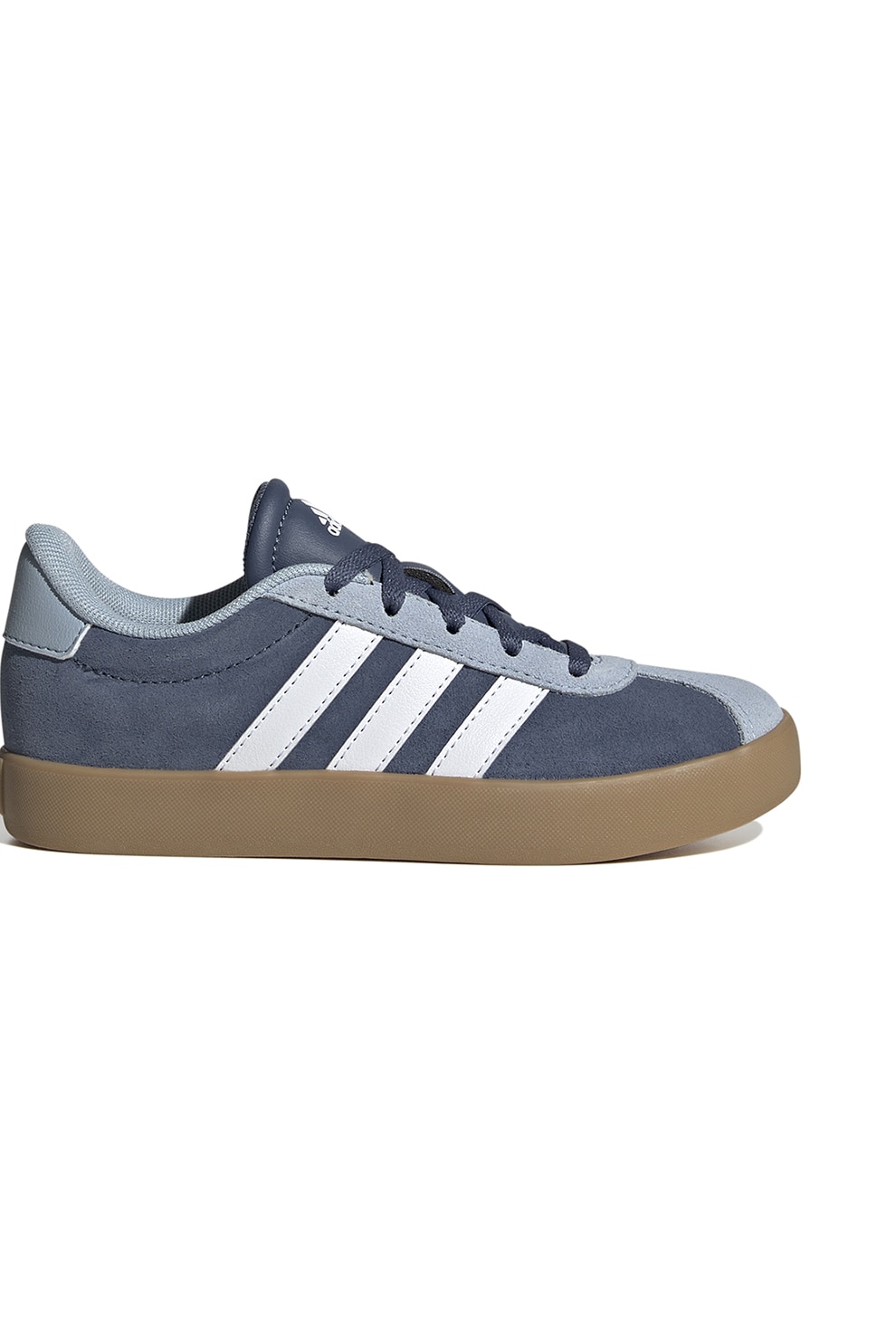 adidas Sportswear, Pantofi sport VL Court 3.0 de piele intoarsa, Alb, Albastru prafuit, 34 EU