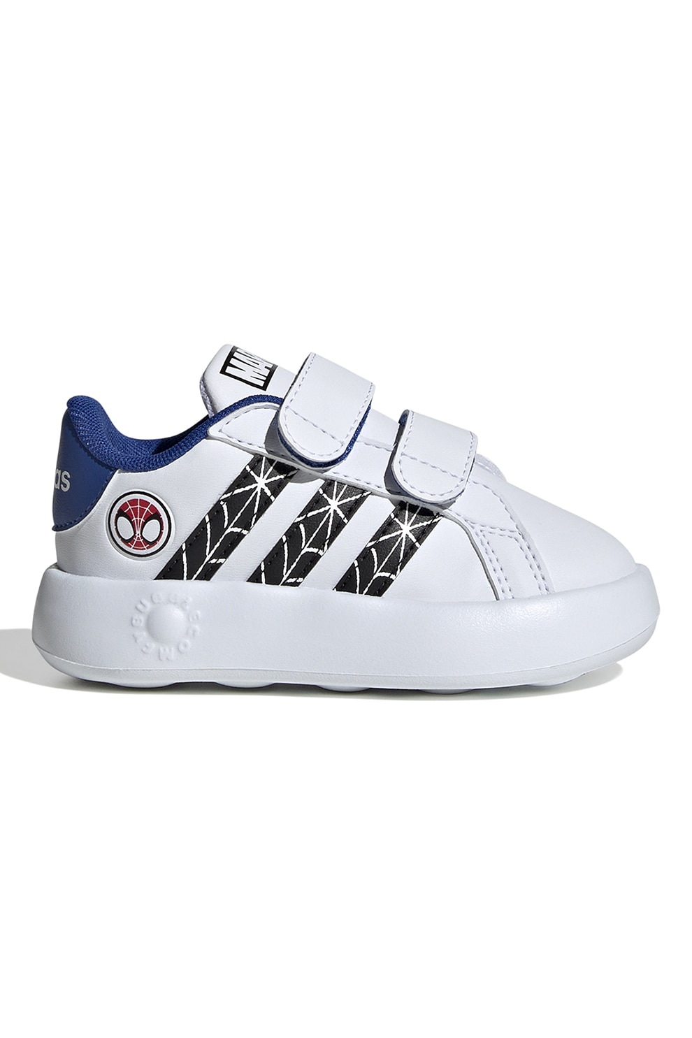 adidas Sportswear, Pantofi sport de piele ecologica Grand Court Spider, Alb, Negru, 20 EU