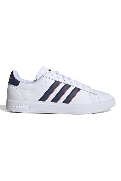 adidas Sportswear, Grand Court 2.0 logós műbőr sneaker, Fehér/Tengerészkék