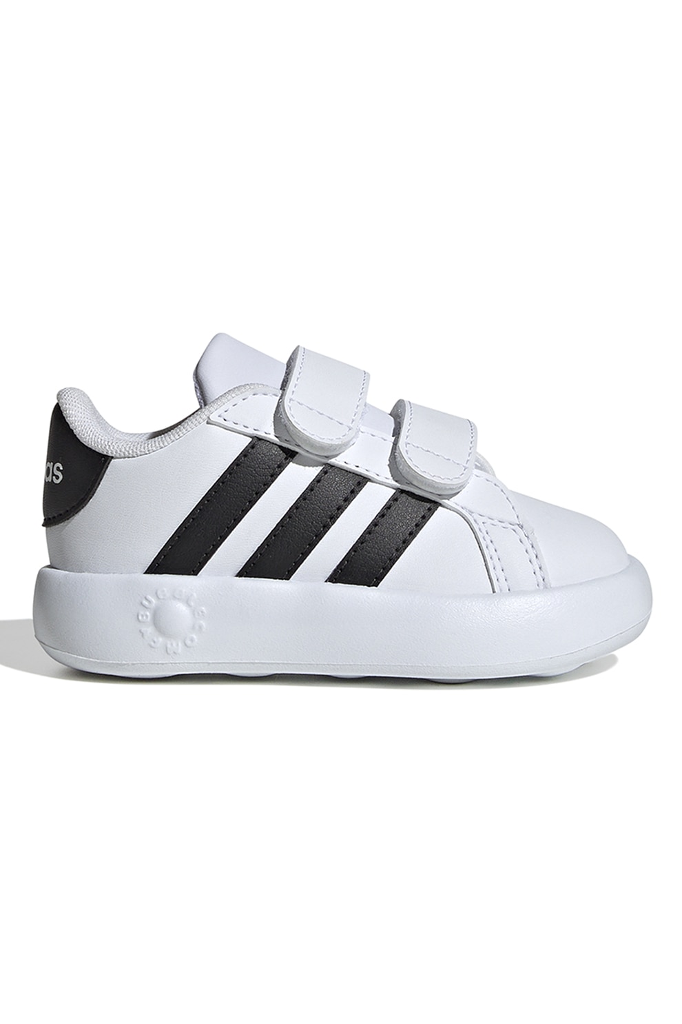 adidas Sportswear, Pantofi sport din piele ecologica cu velcro Grand Court 2.0, Alb, Negru, 26 EU