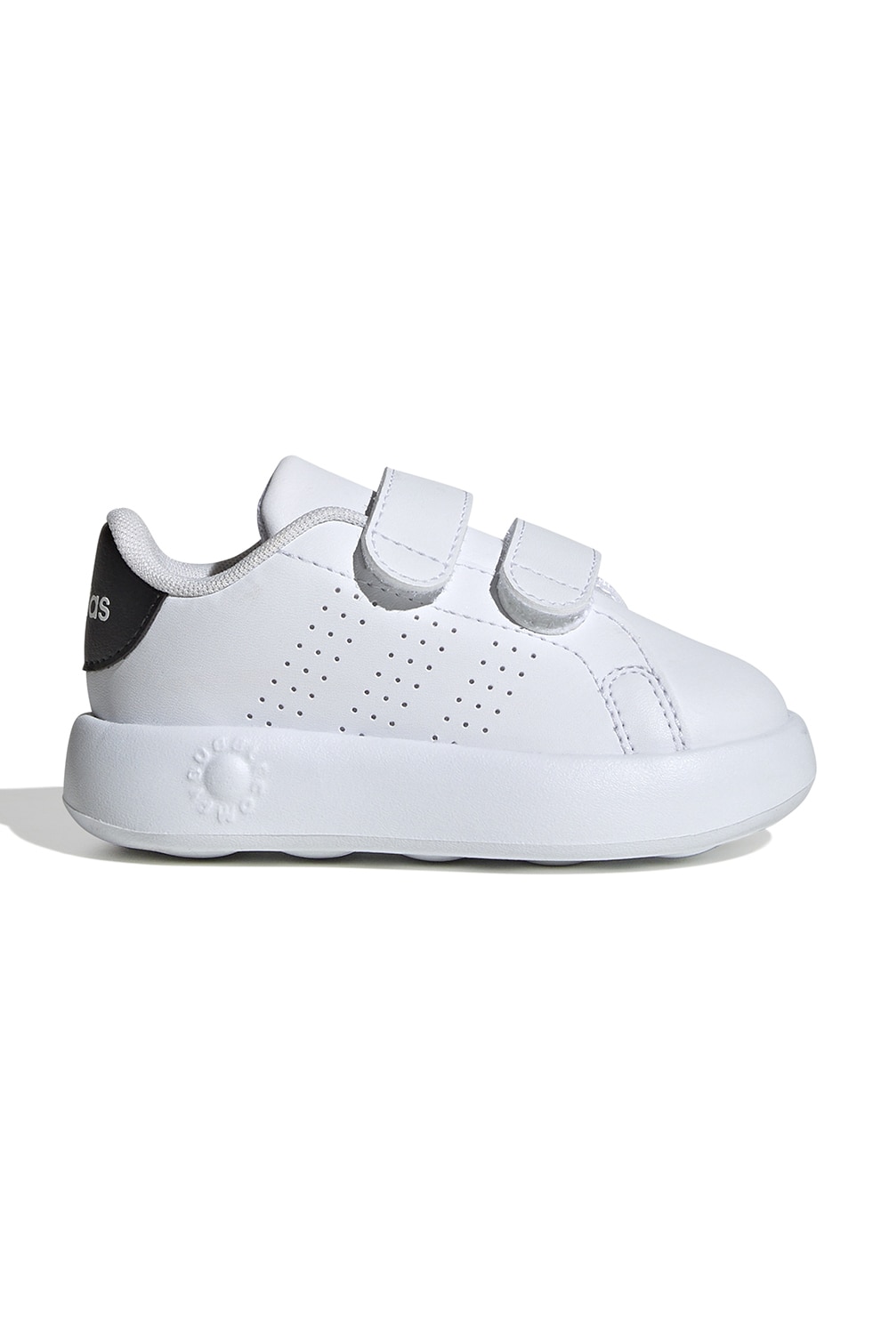 adidas Sportswear, Pantofi sport de piele ecologica cu velcro Advantage, Negru, Alb optic, 26.5 EU