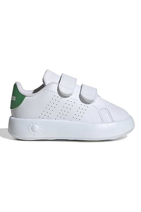 adidas Sportswear, Pantofi sport de piele ecologica cu velcro Advantage, Alb/Verde