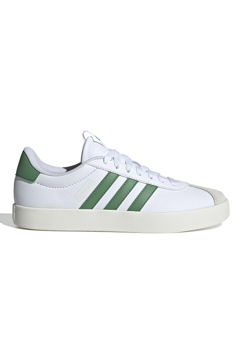 adidas Sportswear, Pantofi sport VL Court 3.0 cu detalii de piele intoarsa, Alb/Verde