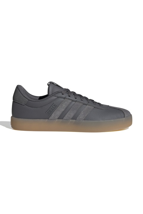 adidas Sportswear, Pantofi sport de piele intoarsa si piele ecologica VL Court 3.0, Negru stins