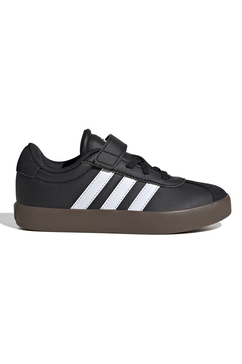 adidas Sportswear, Pantofi sport VL Court 3.0 de piele intoarsa si piele, Negru