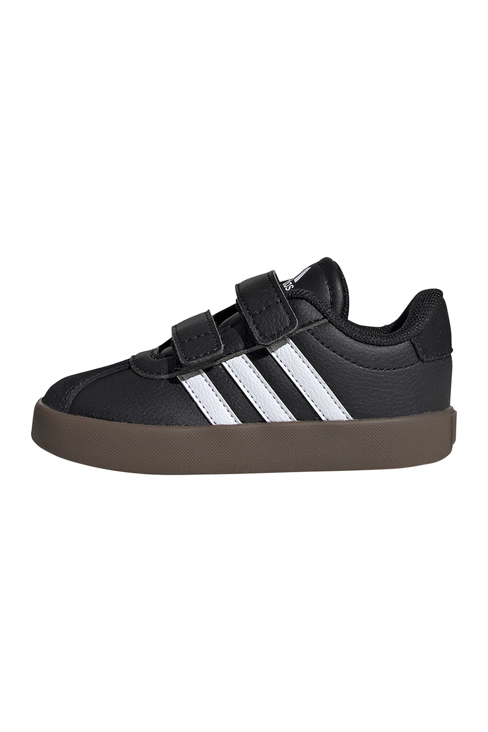 adidas Sportswear, Pantofi sport VL Court de piele ecologica si piele intoarsa cu velcro, Alb, Negru, 23 EU