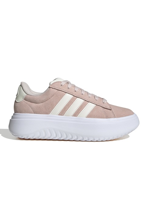 adidas Sportswear, Pantofi sport flatform de piele intoarsa Grand Court, Roz prafuit
