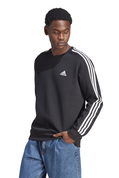 adidas Sportswear, Bluza de trening cu decoltue la baza gatului si logo, Gri antracit