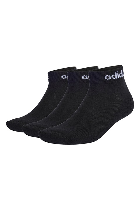 adidas Performance, Унисекс чорапи до оглезена с лого, 3 чифта, Черен