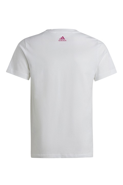 adidas Sportswear, Tricou cu imprimeu logo si decolteu la baza gatului, Alb