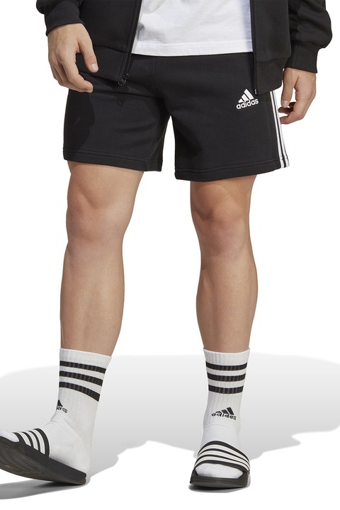 adidas Sportswear, Pantaloni scurti de bumbac cu logo, Negru