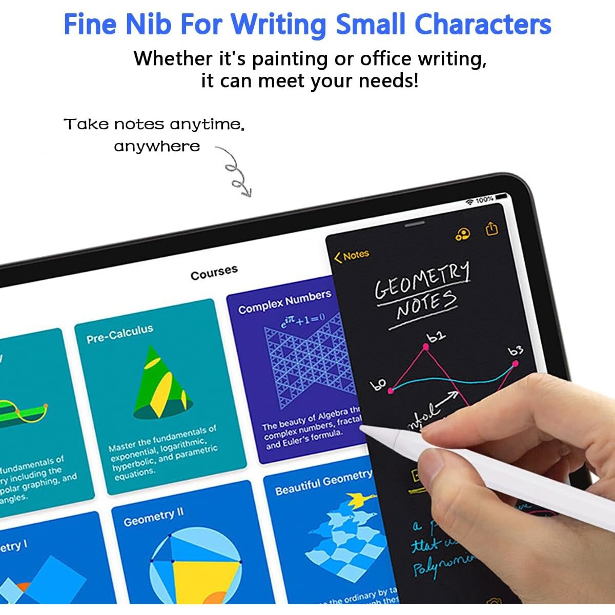 Стилус iPad Pen, JENUOS®, Pen за iPad Tablet 2018 - 2022, С 2 върха на ...