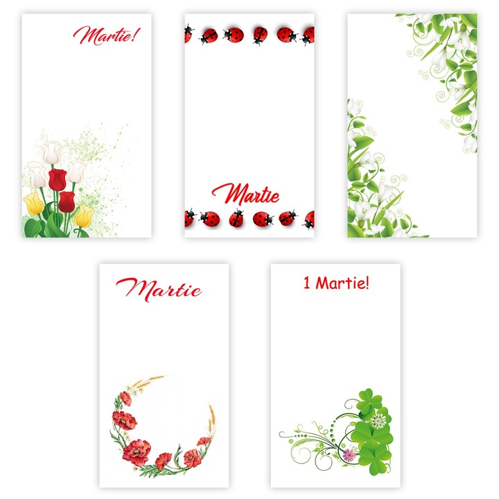 Set 200 Cartonase cu tematica Martisor, marx121, multicolor, 9.5x5.5cm