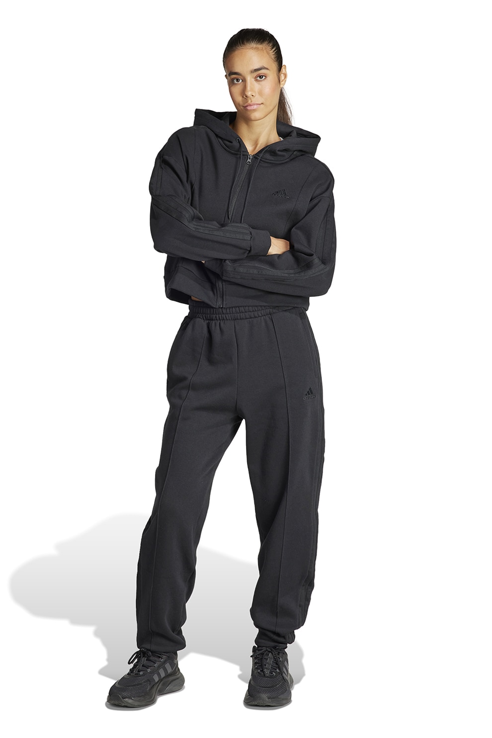 adidas Sportswear, Спортен екип Energize с лого, Избеляло черно, XS ...