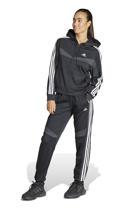 adidas Sportswear, Trening cu logo Boldblock, Alb/Negru