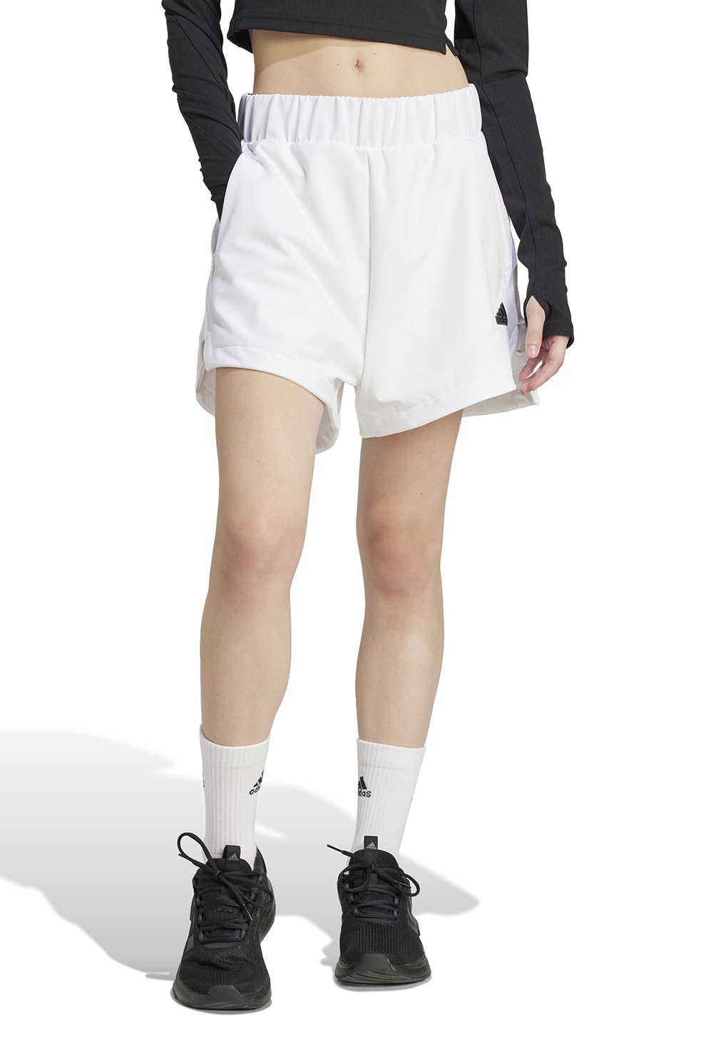 adidas Sportswear, Pantaloni scurti lejeri cu banda elastica in talie, Alb optic, XS